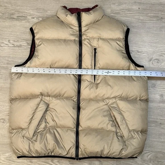 Vintage Old Navy Mens XL Puffer Vest Down Feather Fill Pockets Reversible - Picture 7 of 9